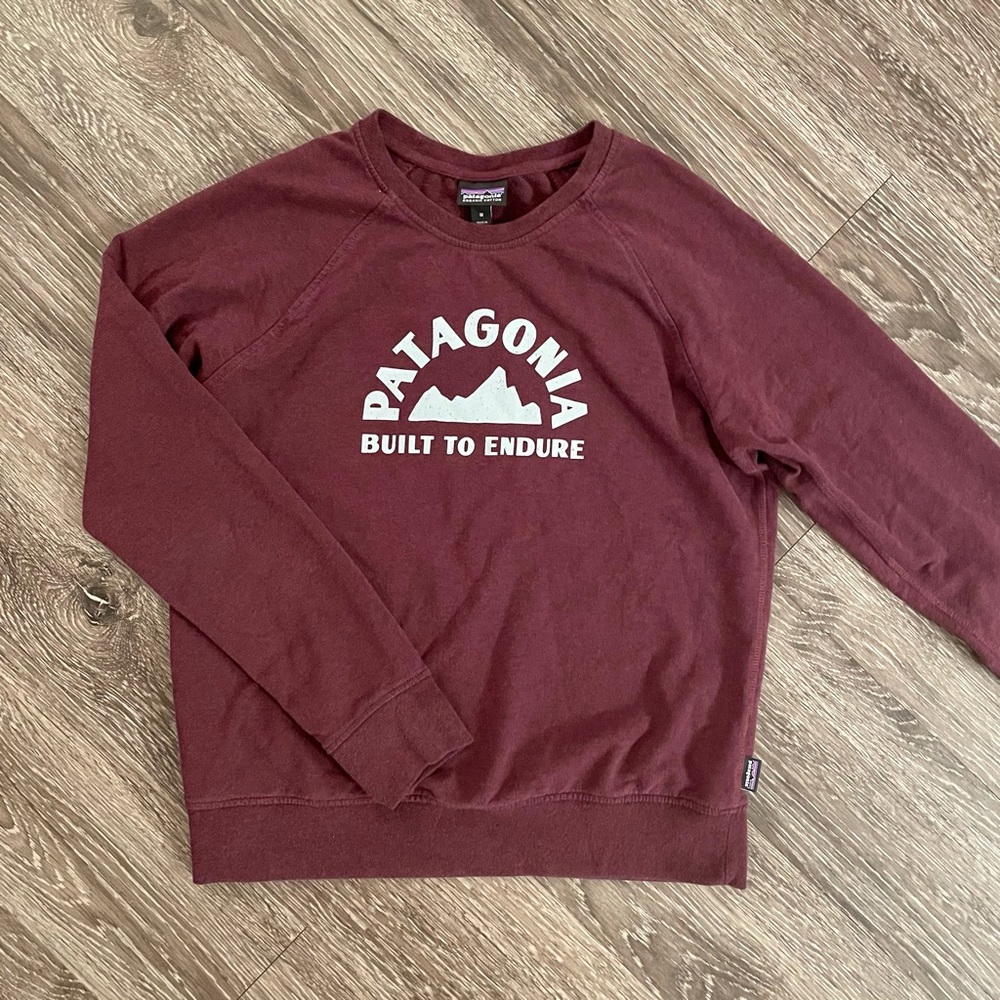 Patagonia Maroon Crewneck Sweatshirt with White Logo